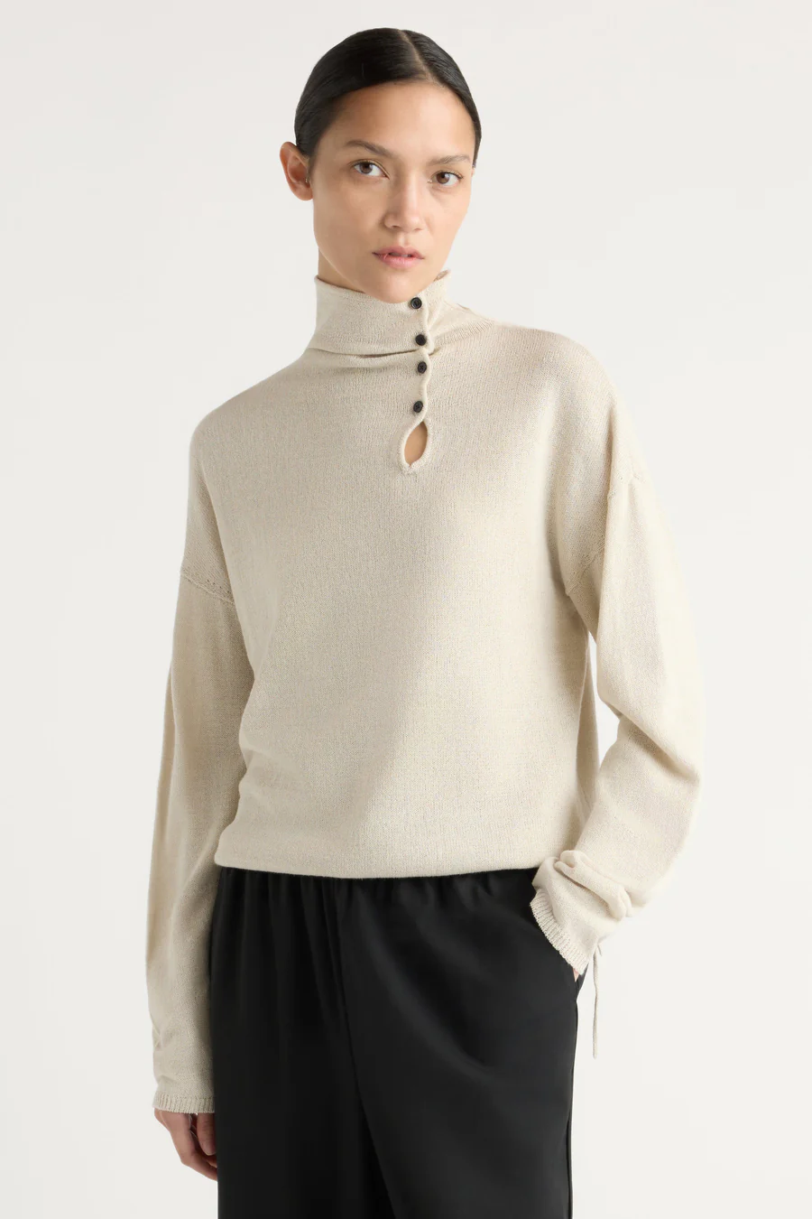 Sanchia Button Turtleneck Sweater