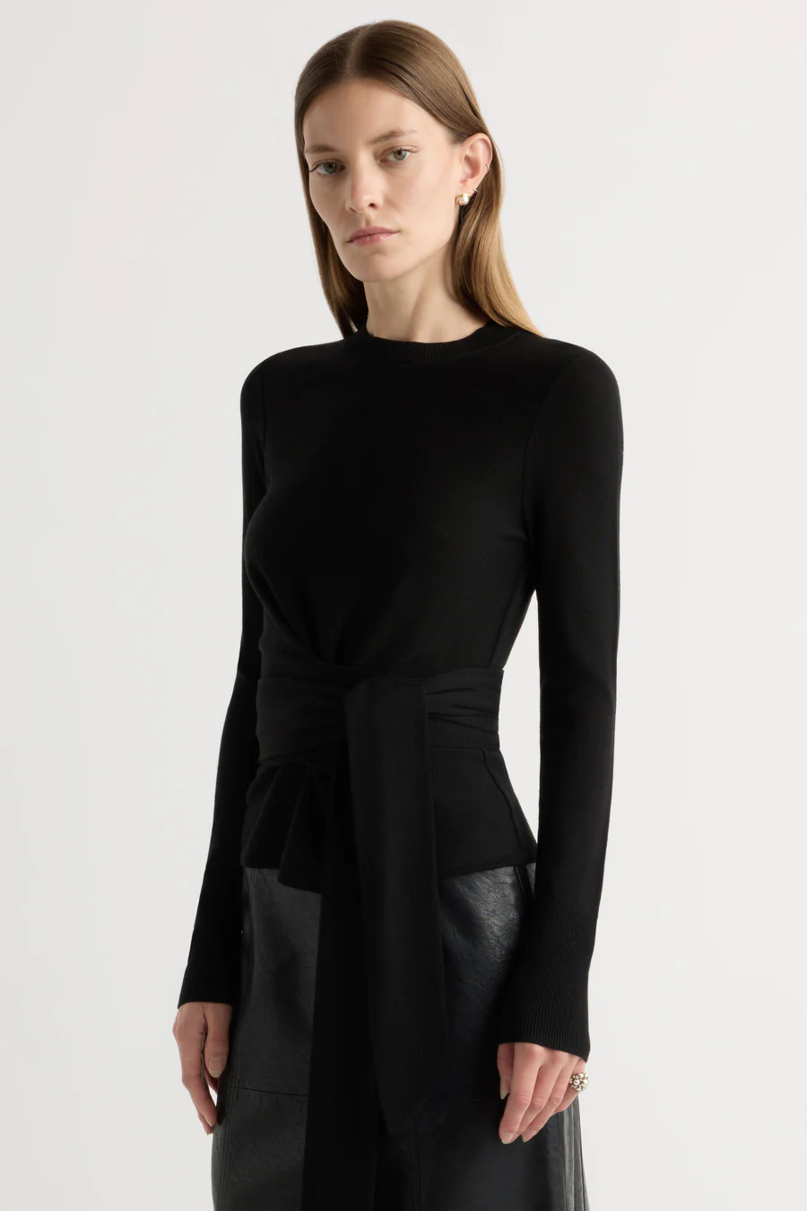 Robin Tie-Front Tencel-Wool Sweater