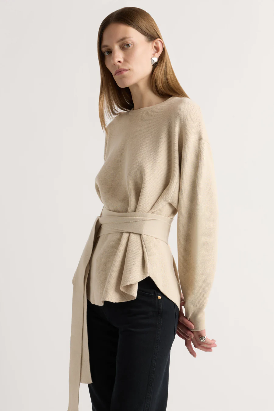 Nara Tie-Front Knit Sweater