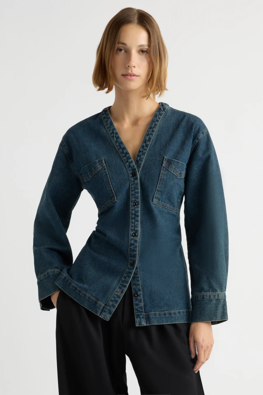 Emmett Structured-Sleeve Denim Jacket