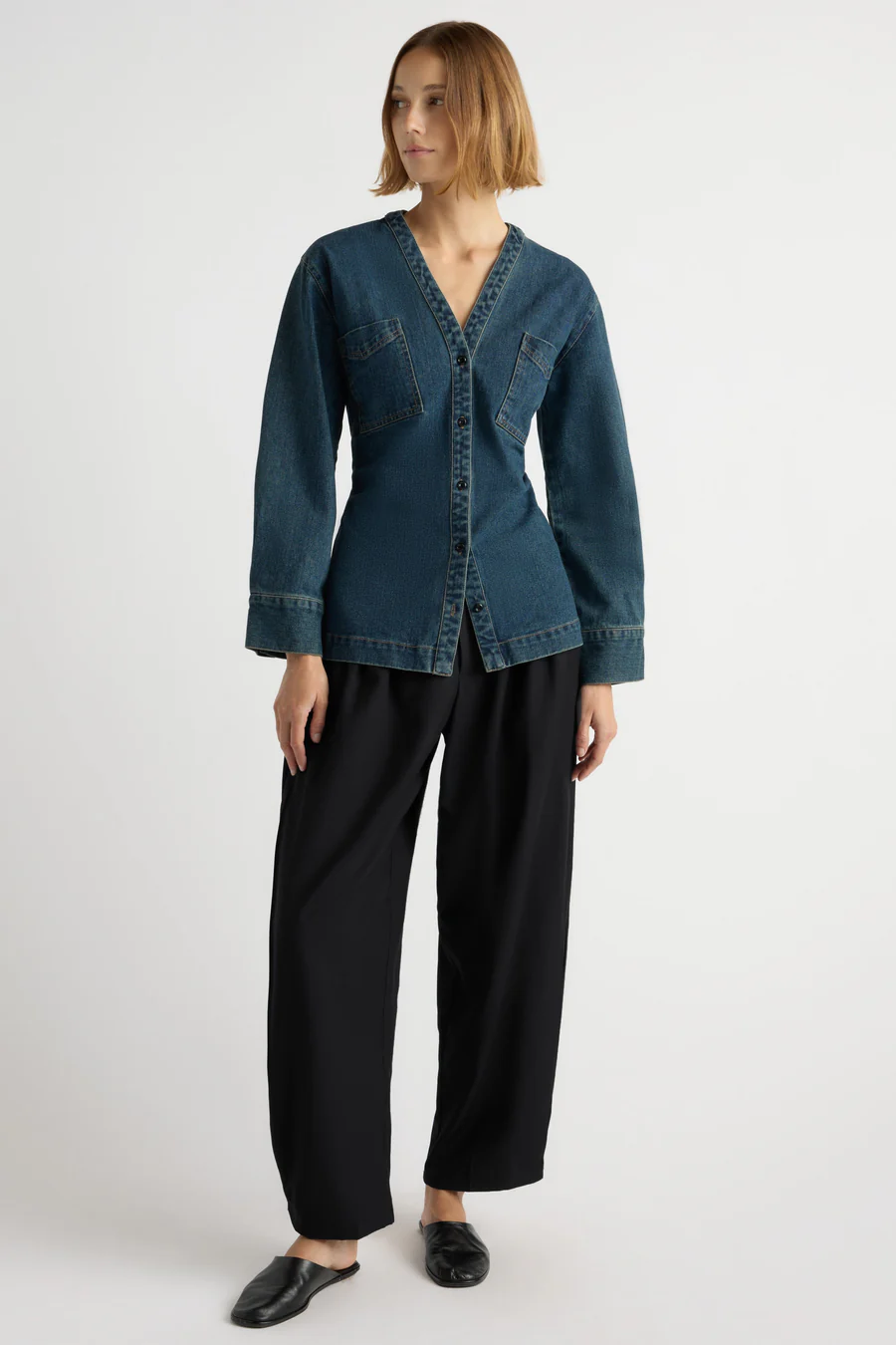 Emmett Structured-Sleeve Denim Jacket thumbnail 2