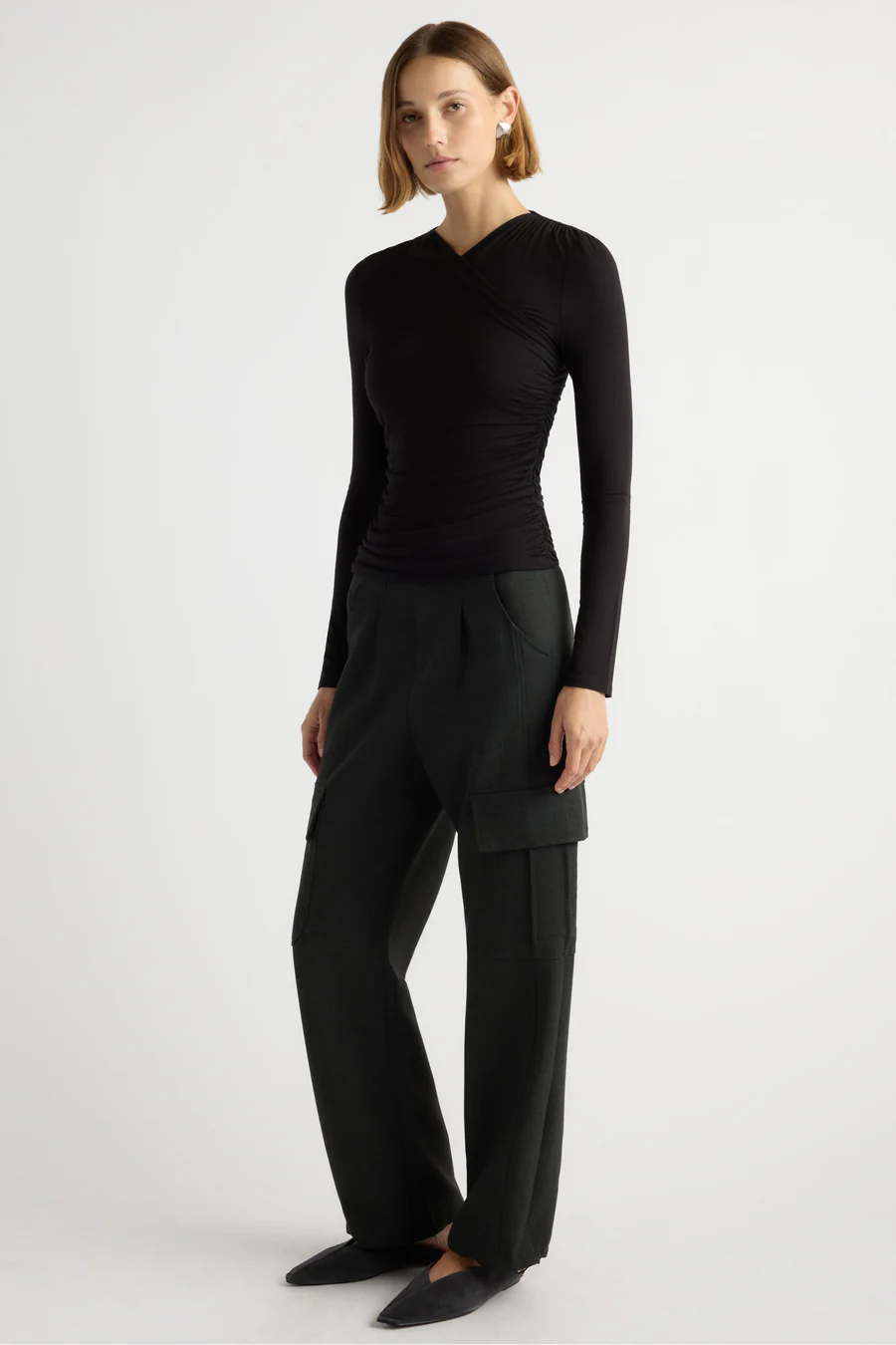 Lilou Wrap-Neck Long-Sleeve Tee thumbnail 2