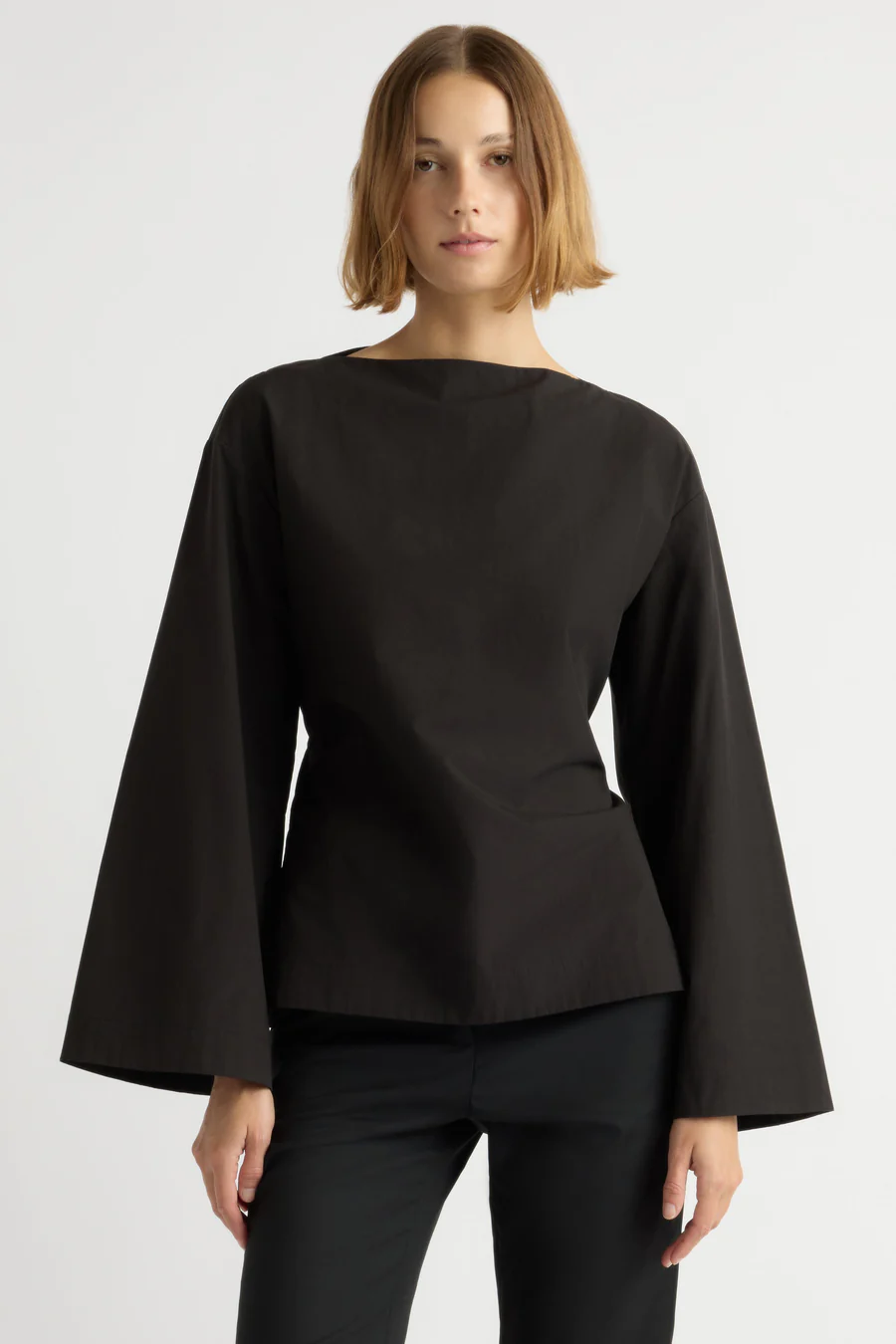 Lilian Sculpted Flare-Sleeve Blouse