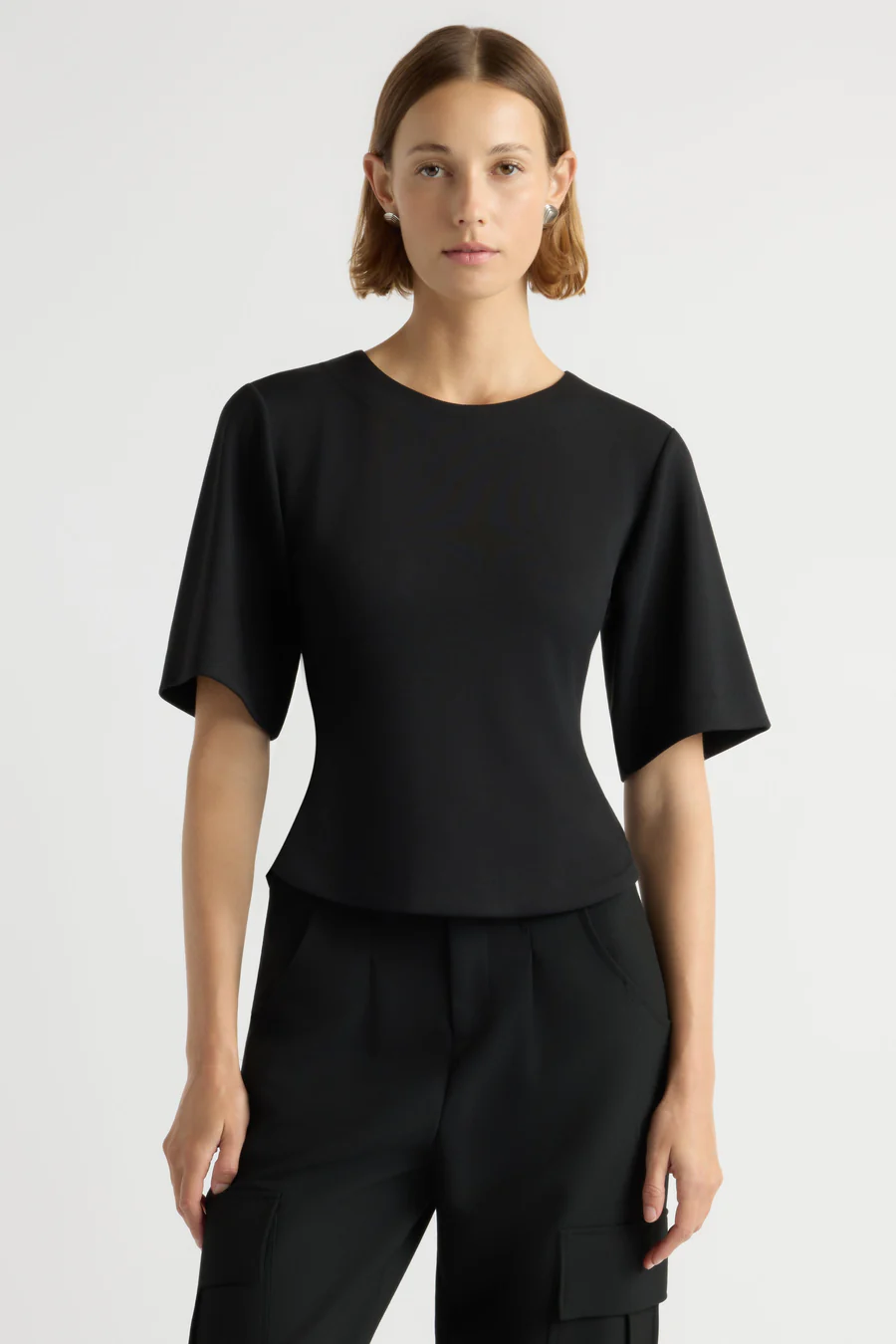 Reem Sculpted Curved-Hem Tee